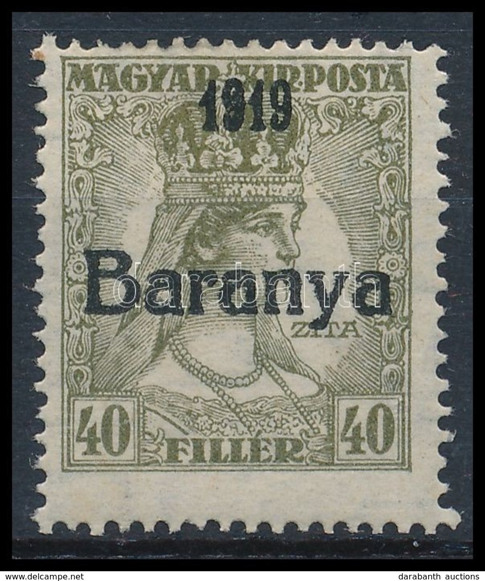 * Baranya I. 1919 Zita 40f Fekete Kisszámú, Bodot Atteszttel (96.000) - Autres & Non Classés
