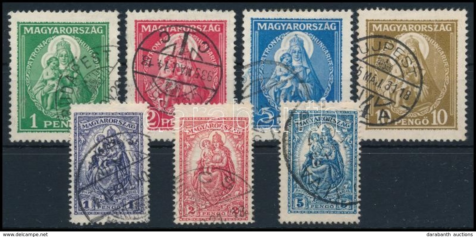 O 1926 Keskeny Madonna + 1932 Nagy Madonna Sorok  (5 Pengő Hajtásnyom) (7.700) - Andere & Zonder Classificatie