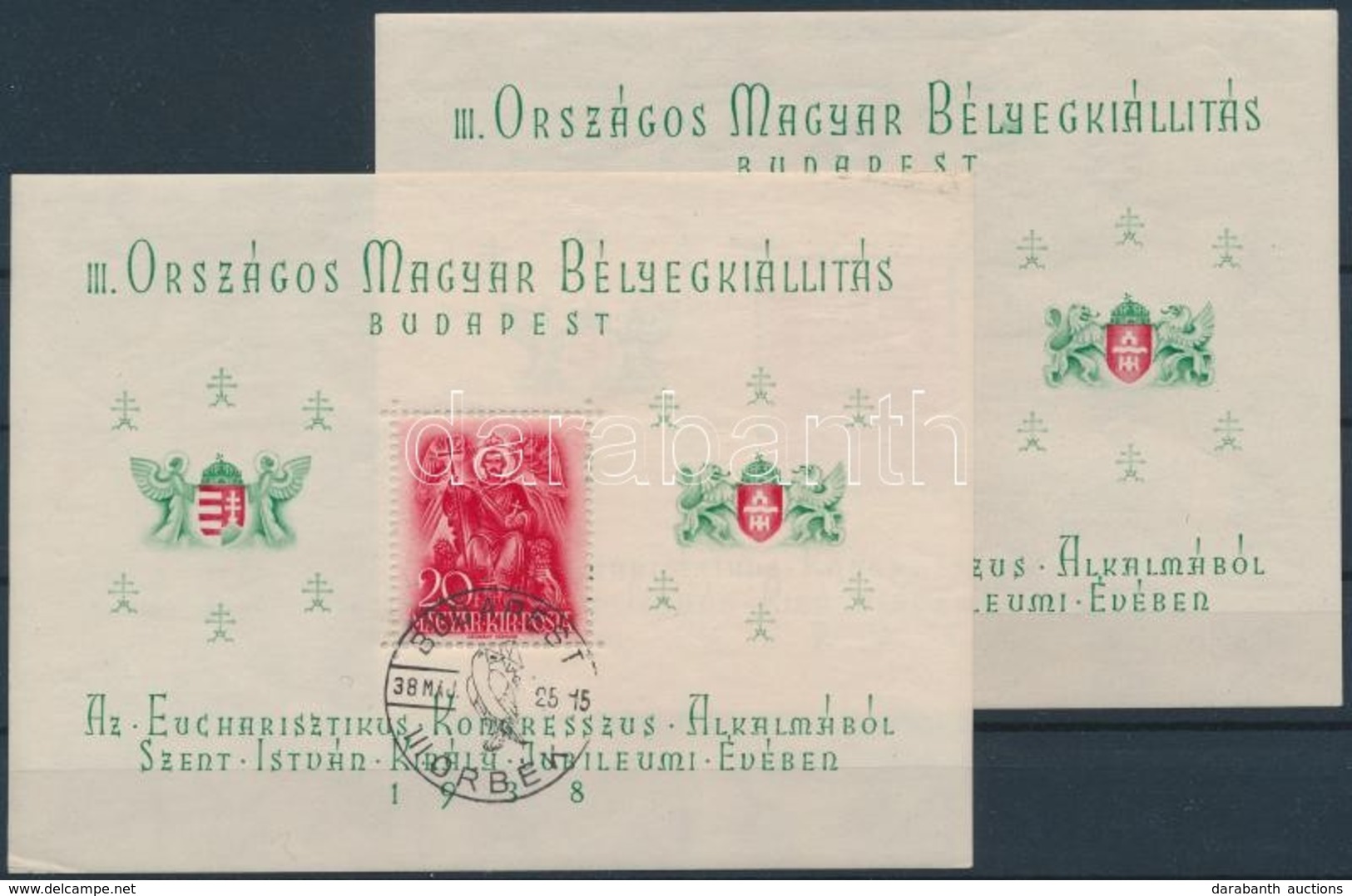 * O 1938 ORBÉK Blokk Postatiszta és Bélyegzett (ezen Saroktörés) (13.000) - Autres & Non Classés