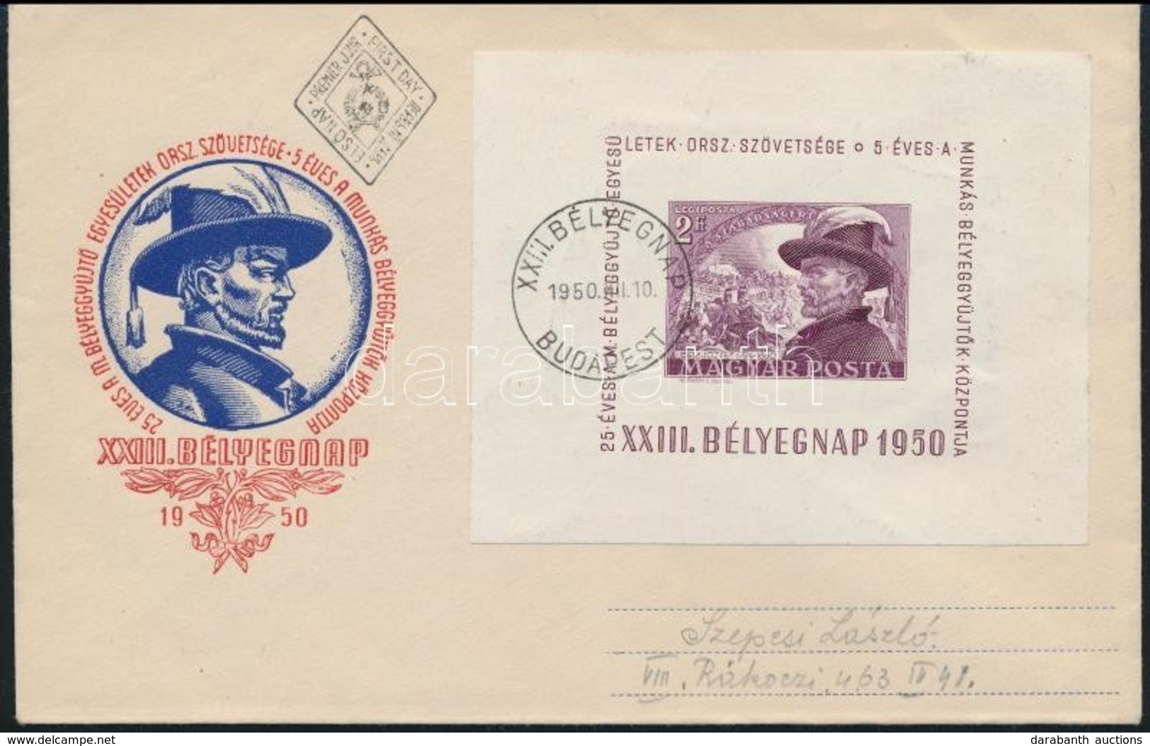 1950 Bem Blokk FDC - Sonstige & Ohne Zuordnung