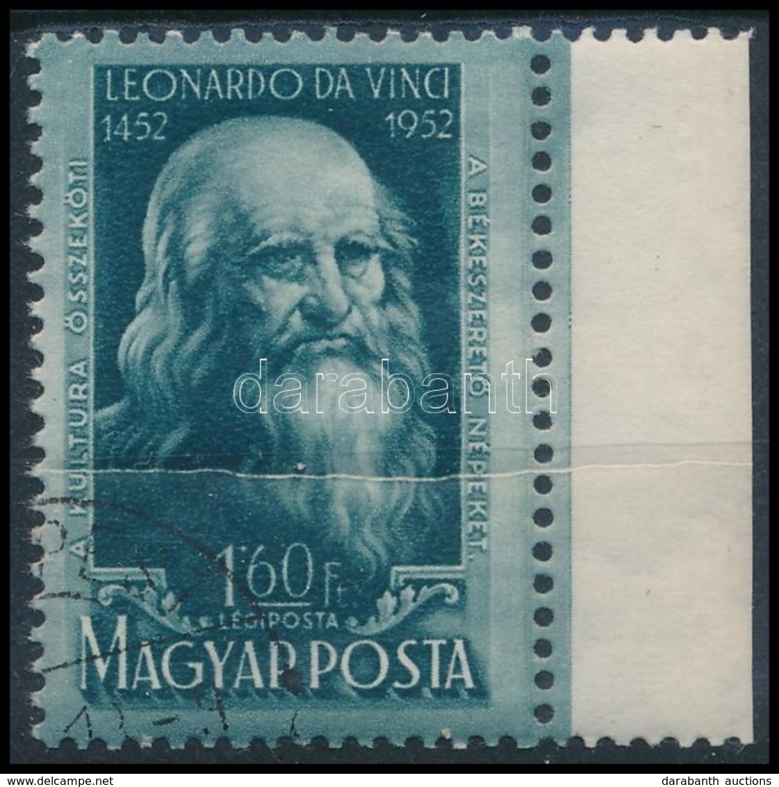 O 1952 Leonardo Da Vinci Papírráncos ívszéli Bélyeg - Otros & Sin Clasificación