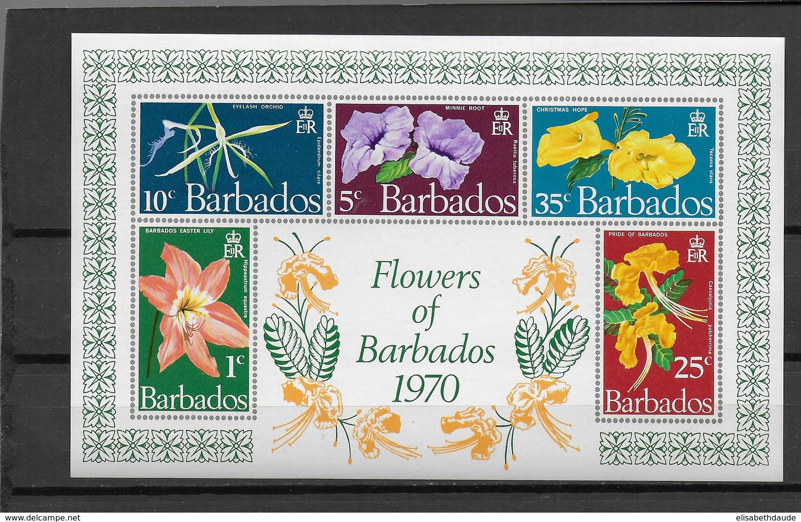 FLEURS -  BARBADOS YVERT N° BLOC 2 ** MNH - COTE = 8 EUR. - Barbades (1966-...)