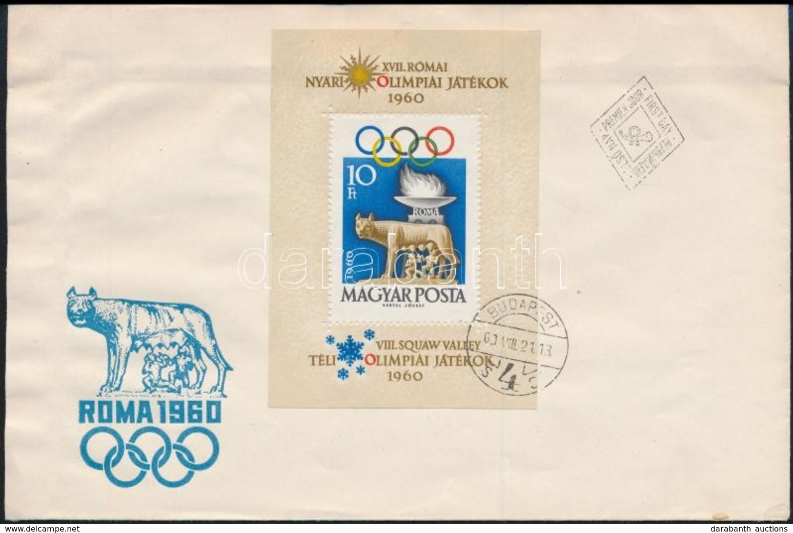 1960 Római Olimpia Blokk FDC-n (6.000) - Otros & Sin Clasificación