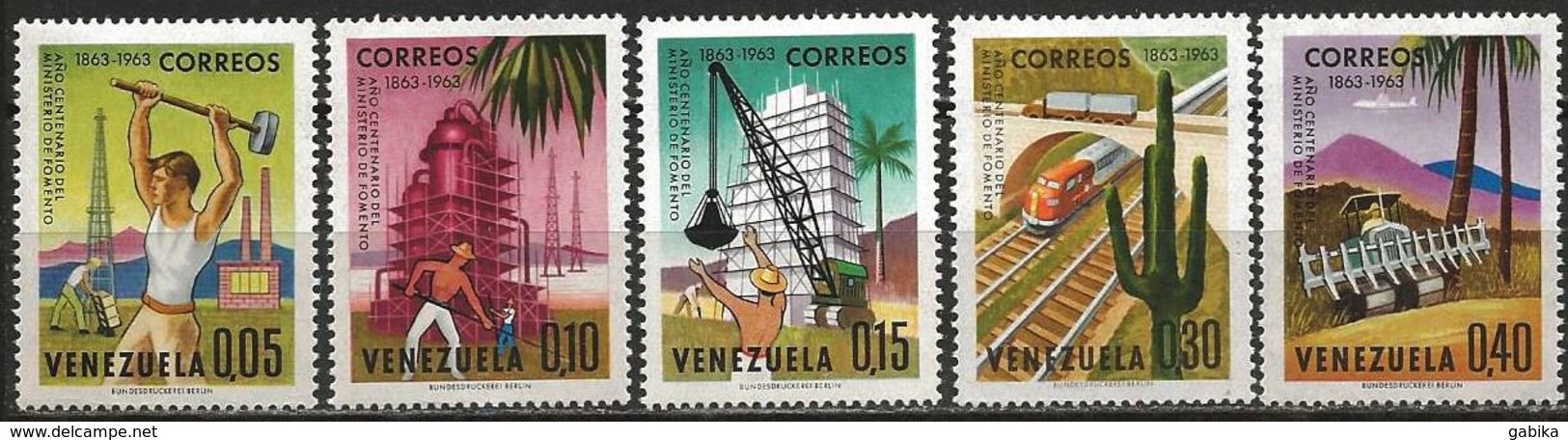 Venezuela 1964 Scott 847-851 MNH Industry, Cactus - Venezuela