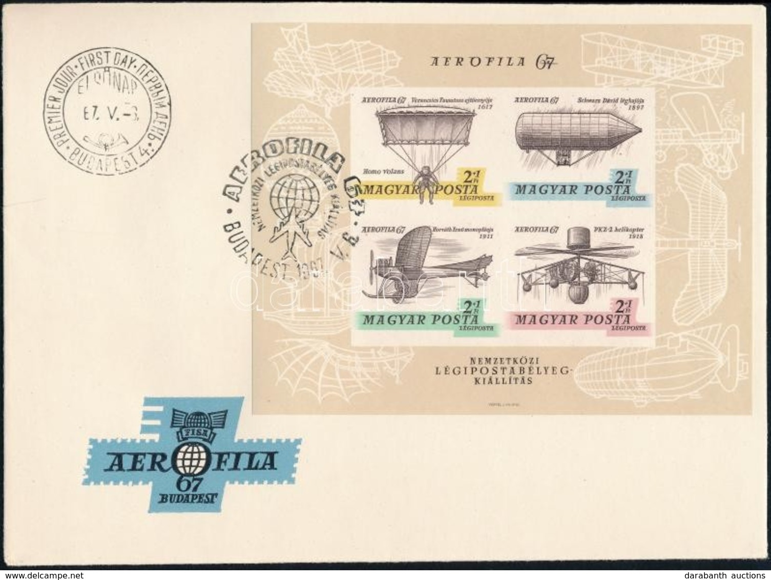 1967 Aerofila I. Vágott Csík + Vágott Blokk 2 FDC-n - Otros & Sin Clasificación