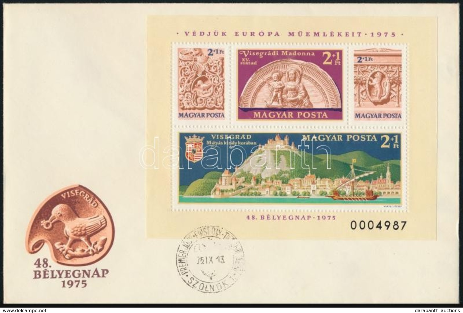 1975 Visegrád Blokk 7 Számjegyes Sorszámmal FDC-n - Autres & Non Classés