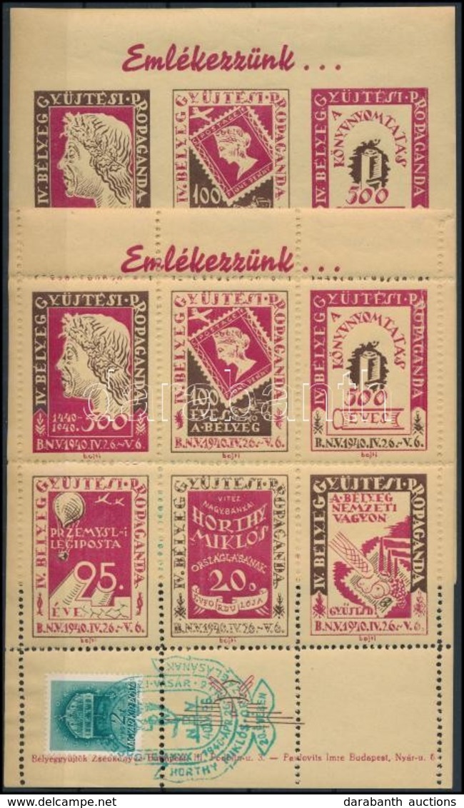 ** 1940/8ba Gutenberg Emlékkiállítás Emlékblokk (10.000) - Autres & Non Classés