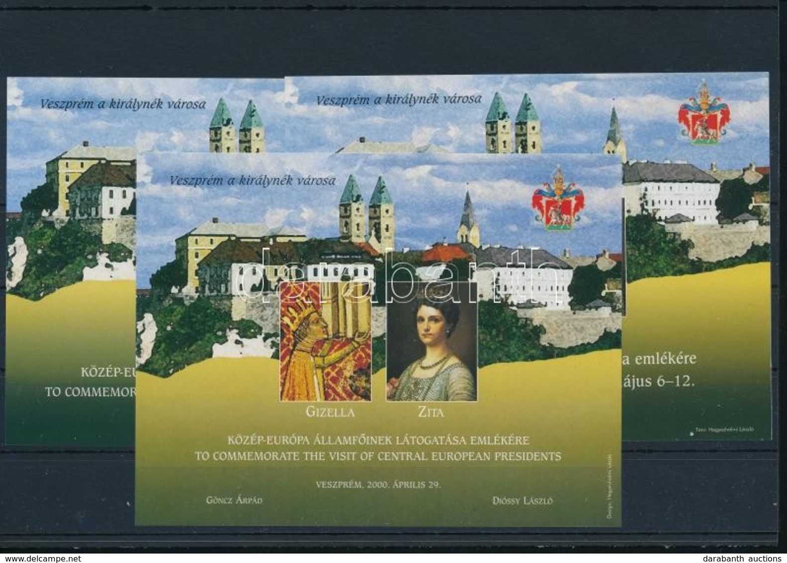 ** 2000 Veszprém Közép-Európa államfőinek Látogatása Emlékére 3 Db-os Emlékív Garnitúra (33.500) - Autres & Non Classés