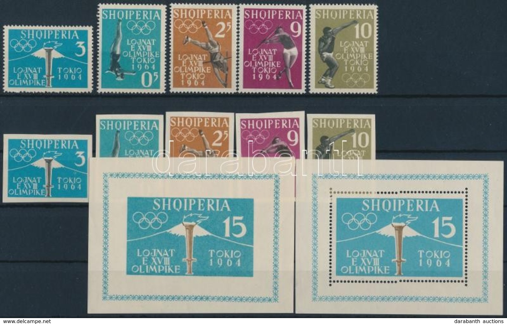 ** 1962 Nyári Olimpia 1964, Tokió (I) Sor Mi 657-661 AB + Fogazott és Vágott Blokk Mi 8 AB - Autres & Non Classés