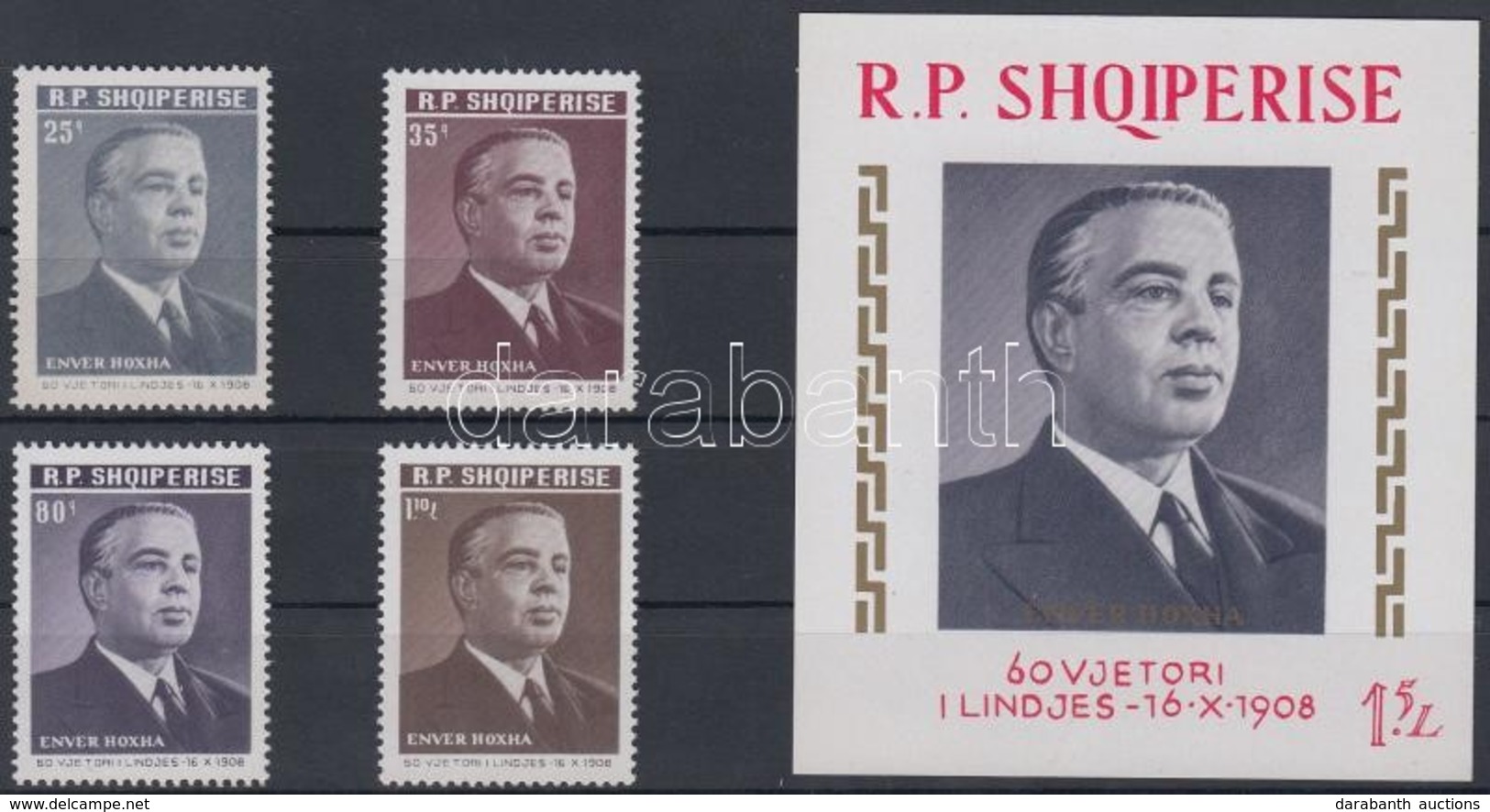 ** 1968 Enver Hoxha Sor Mi 1315-1318 + Blokk Mi 34 - Autres & Non Classés