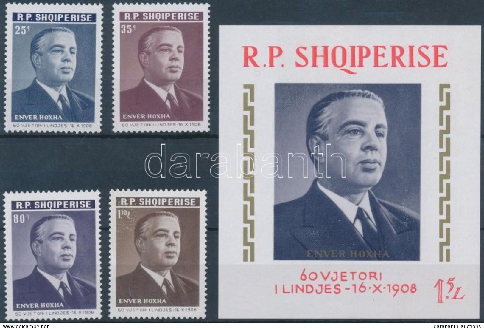 ** 1968 Enver Hoxha Sor Mi 1315-1318 + Blokk Mi 34 - Autres & Non Classés