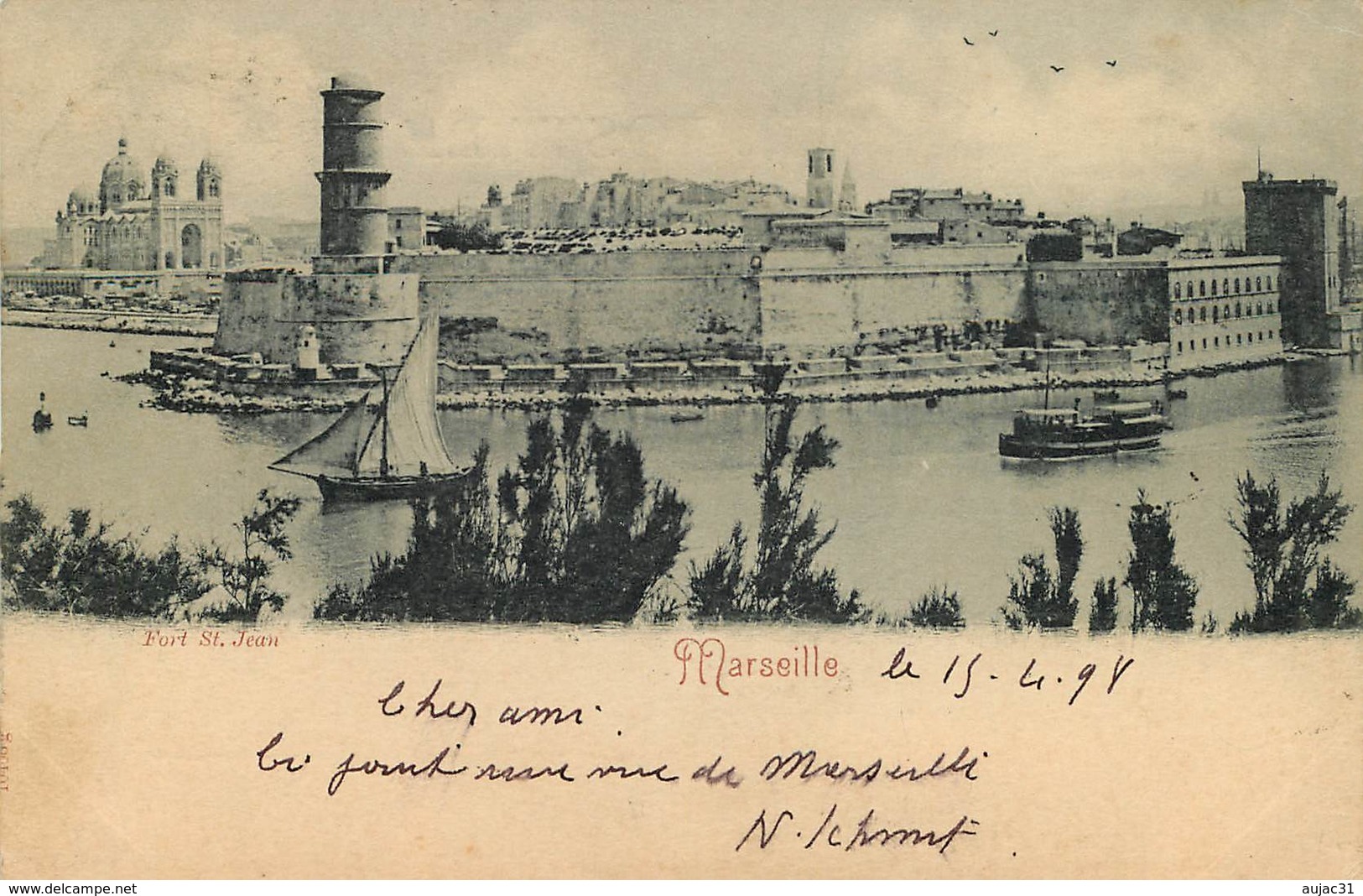 Dép 13 - Marseille - Pionnière - Circulé En 1898 - Fort Saint Jean - 2 Scans - état - Vieux Port, Saint Victor, Le Panier