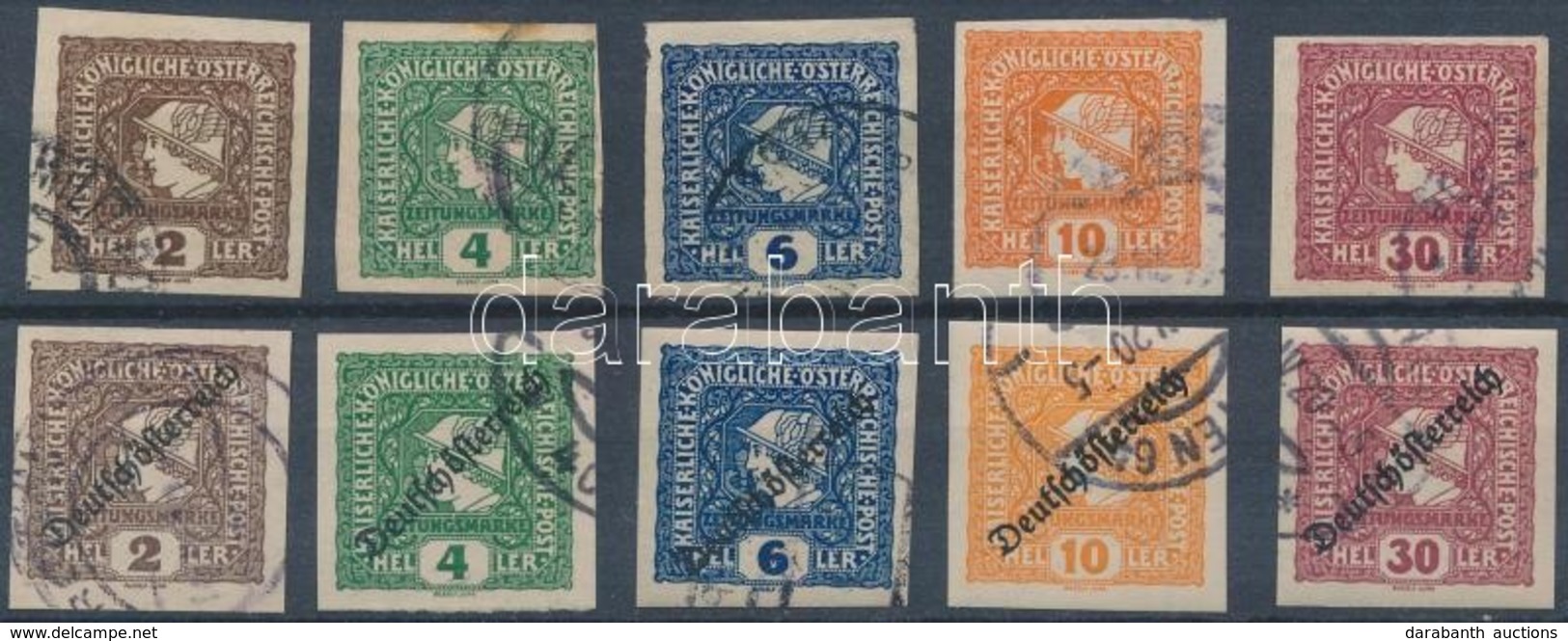 O 1916-1919 Kis Merkúr Sor Sima és Felülnyomással Mi 212-216, Mi 247-251 (Mi EUR 60,-) - Otros & Sin Clasificación