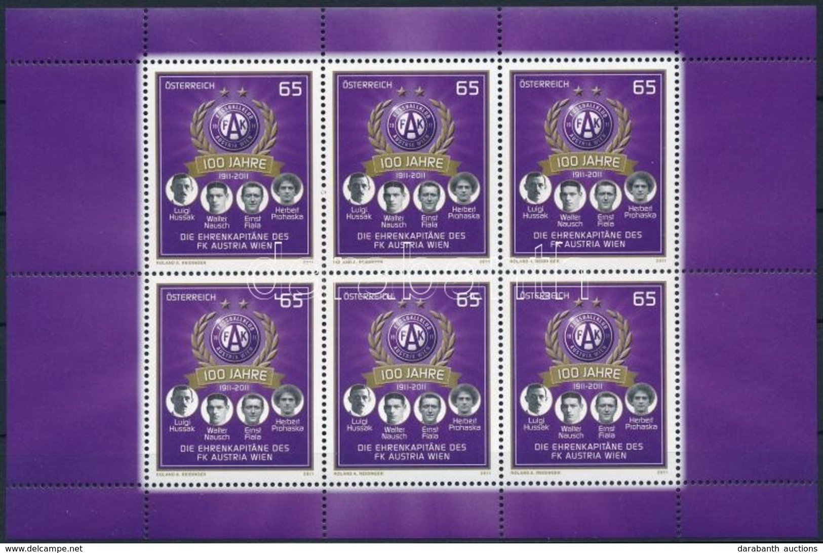 ** 2011 100 éves Az ,,FK Austria Wien' Labdarúgó Egyesület Kisív Mi 2913 - Otros & Sin Clasificación