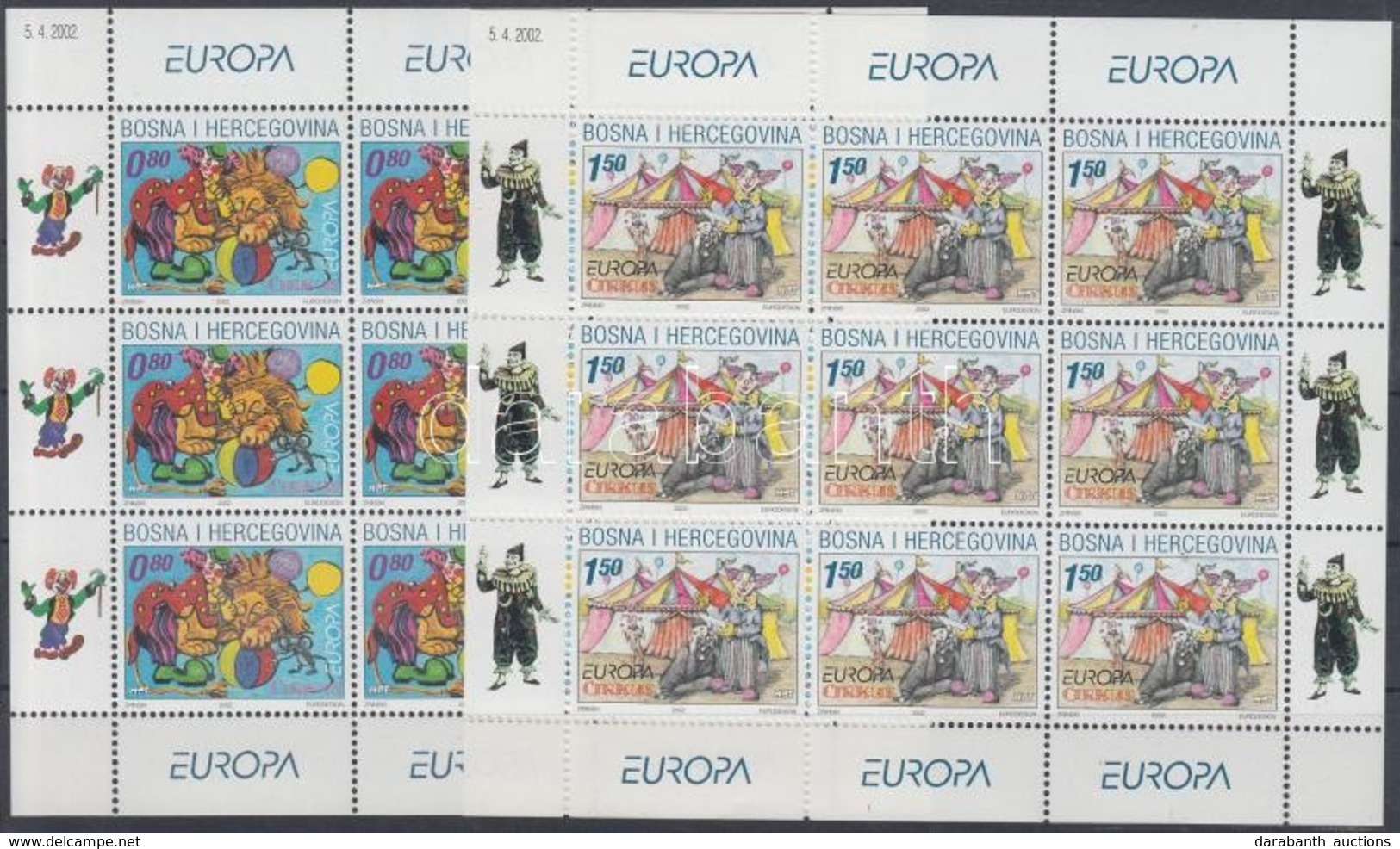 ** 2002 Europa CEPT: Cirkusz ívsarki Sor + Kisív Pár Mi 88-89 - Autres & Non Classés