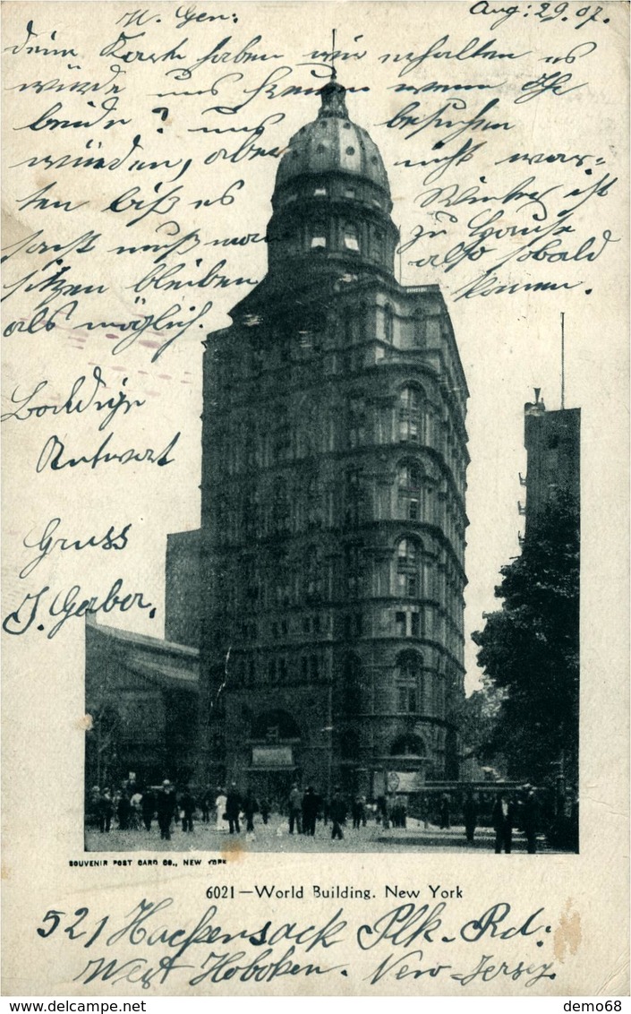 Amérique Du Nord Etats Unis NY NEW YORK NY America WORLD BUILDING Carte Photo De 1907 Avec Les Timbres - Other Monuments & Buildings