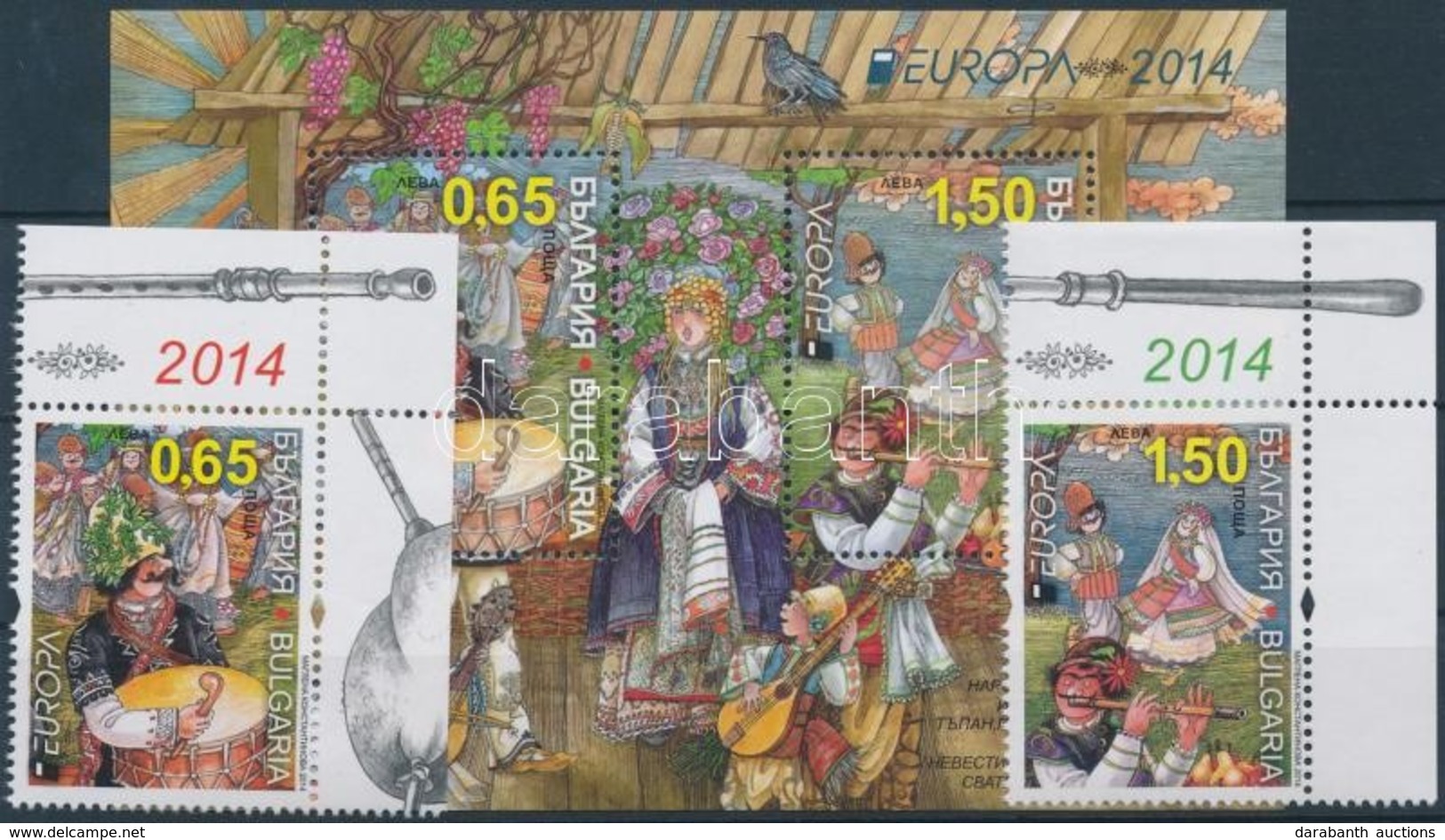 ** 2014 Europa CEPT Hangszerek ívsarki Sor + Blokk Mi 5153-5154 + Mi Blokk 386 - Autres & Non Classés