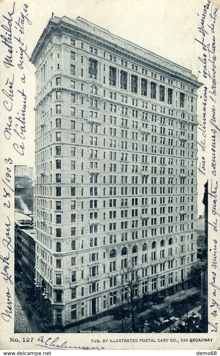 Amérique Du Nord Etats Unis NY NEW YORK EMPIRE STATE BUILDING Carte Photo De 1903 ( Sans Le Timbre ) - Other Monuments & Buildings