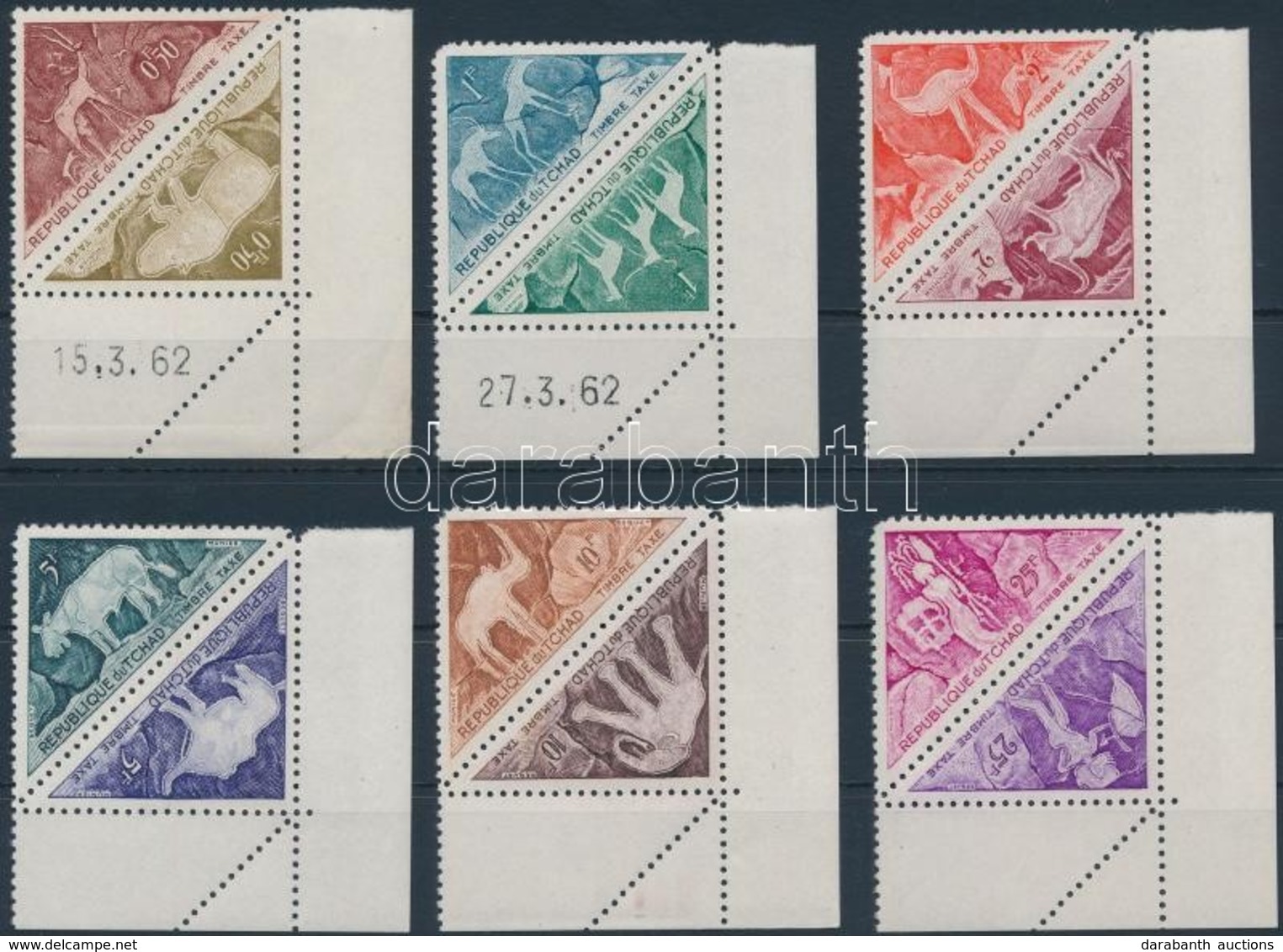 ** 1962 Barlangfestmények Portó ívsarki Sor (6 Pár),
Cave Paintings Porto Corner Set (six Pairs)
Mi 23-34 - Otros & Sin Clasificación