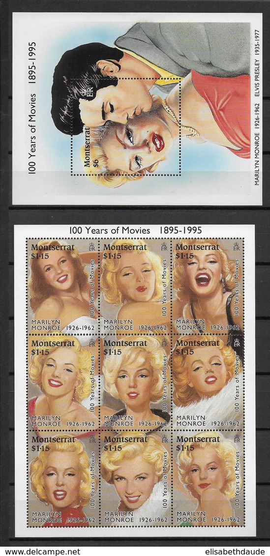 MARILYN MONROE - CINEMA -  MONTSERRAT YVERT N° 844/852 + BLOC 66 ** MNH - COTE = 23.5 EUR. - Montserrat