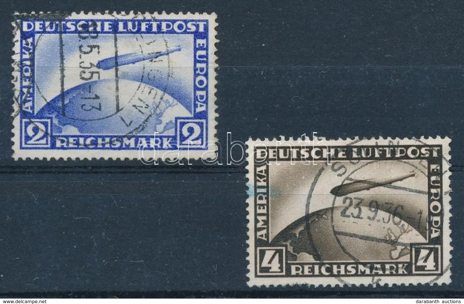 O 1928 Zeppelin Sor Mi 423-424 Y (Mi EUR 110,-) (4 RM-en Bal Oldalon Folt + Foghiba) - Sonstige & Ohne Zuordnung