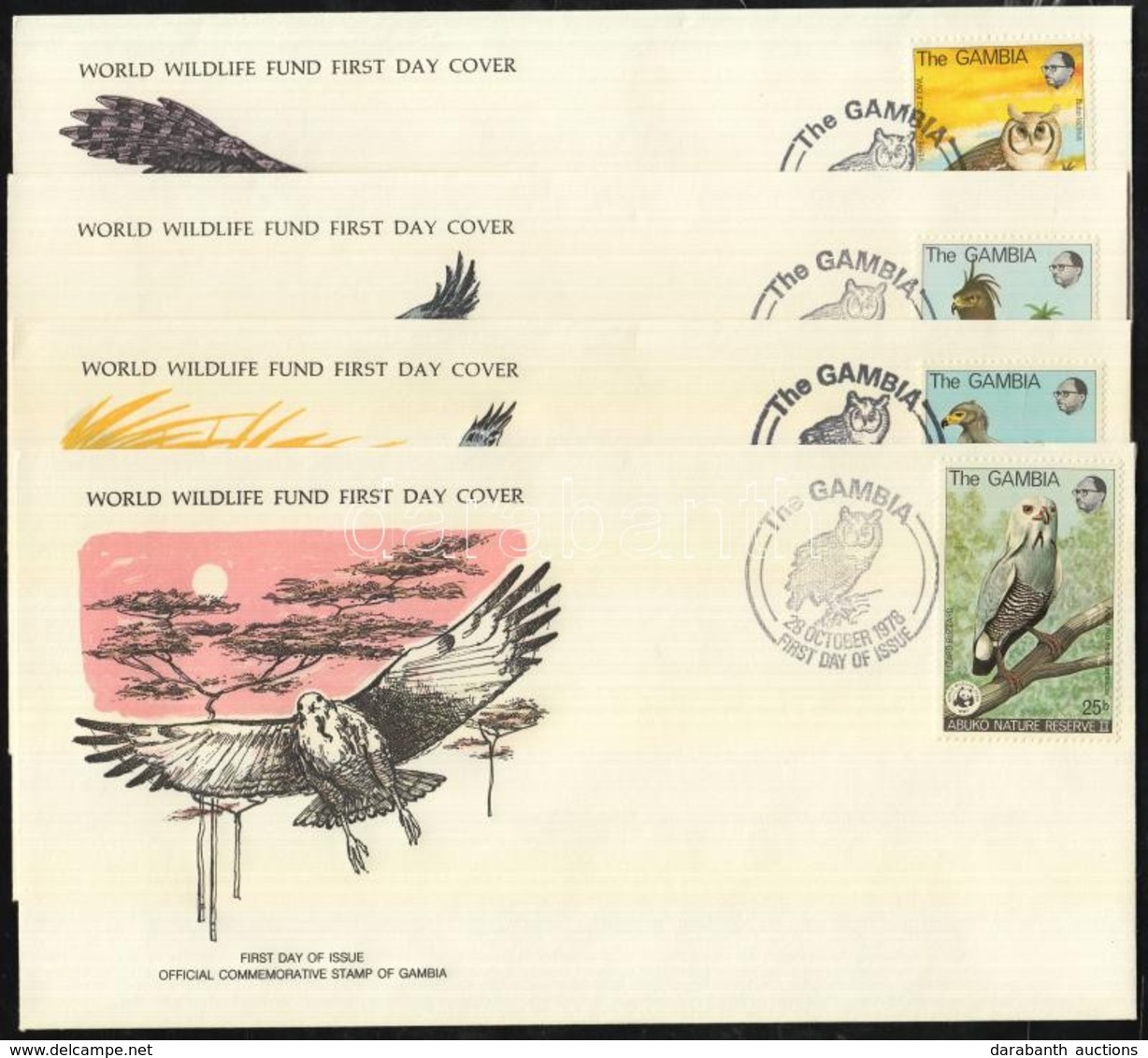 1978 WWF Állatok, Abuko Nemzeti Park Sor 4 FDC-n Mi 374-377 - Andere & Zonder Classificatie