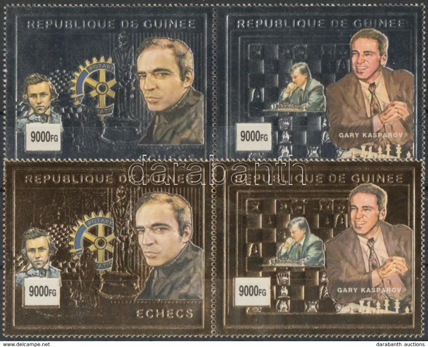 ** 2002 Kasparow, Sakkjátékos Arany-, és Ezüstfóliás Sor Párokban Mi 3876-3879 - Sonstige & Ohne Zuordnung