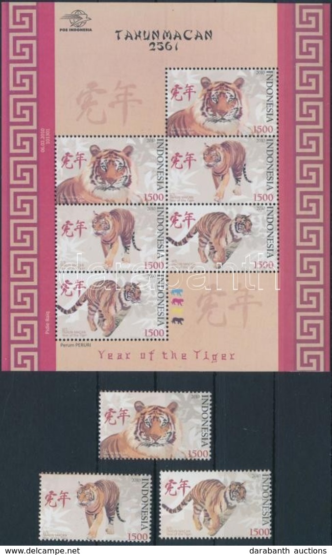 ** 2010 Kínai újév: Tigris éve Sor + Kisív Mi 2805-2807 - Autres & Non Classés