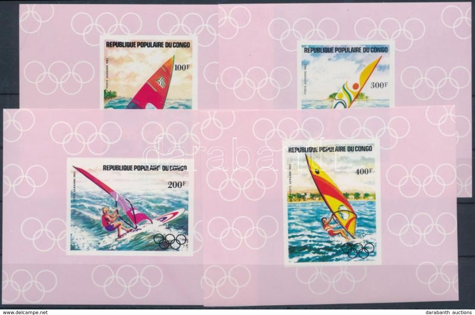 ** 1983 Olimpia, Szörfözők Vágott De Luxe Blokk Sor Mi 917-920 - Autres & Non Classés