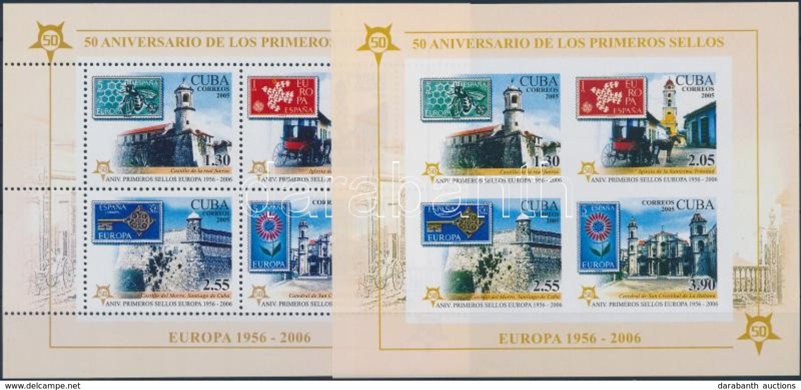 ** 2005 50 éves Az Europa CEPT Fogazott és Vágott Blokk,
Europa CEPT Perforated And Imperforated Block
Mi 206 A + B - Otros & Sin Clasificación