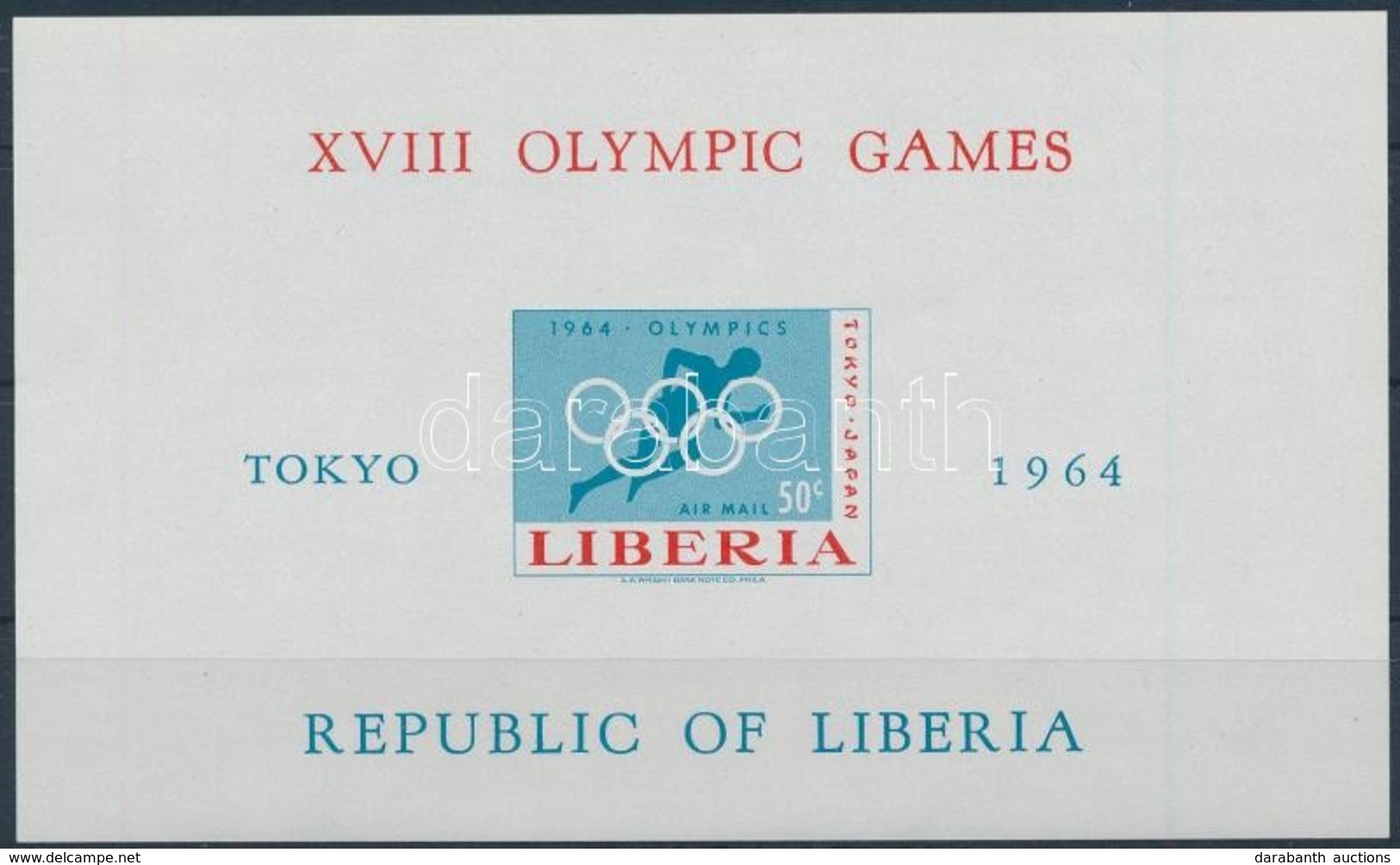** 1964 Nyári Olimpia, Tokió Vágott Blokk,
Summer Olimpics, Tokio Imperforated Block
Mi 31 B - Otros & Sin Clasificación