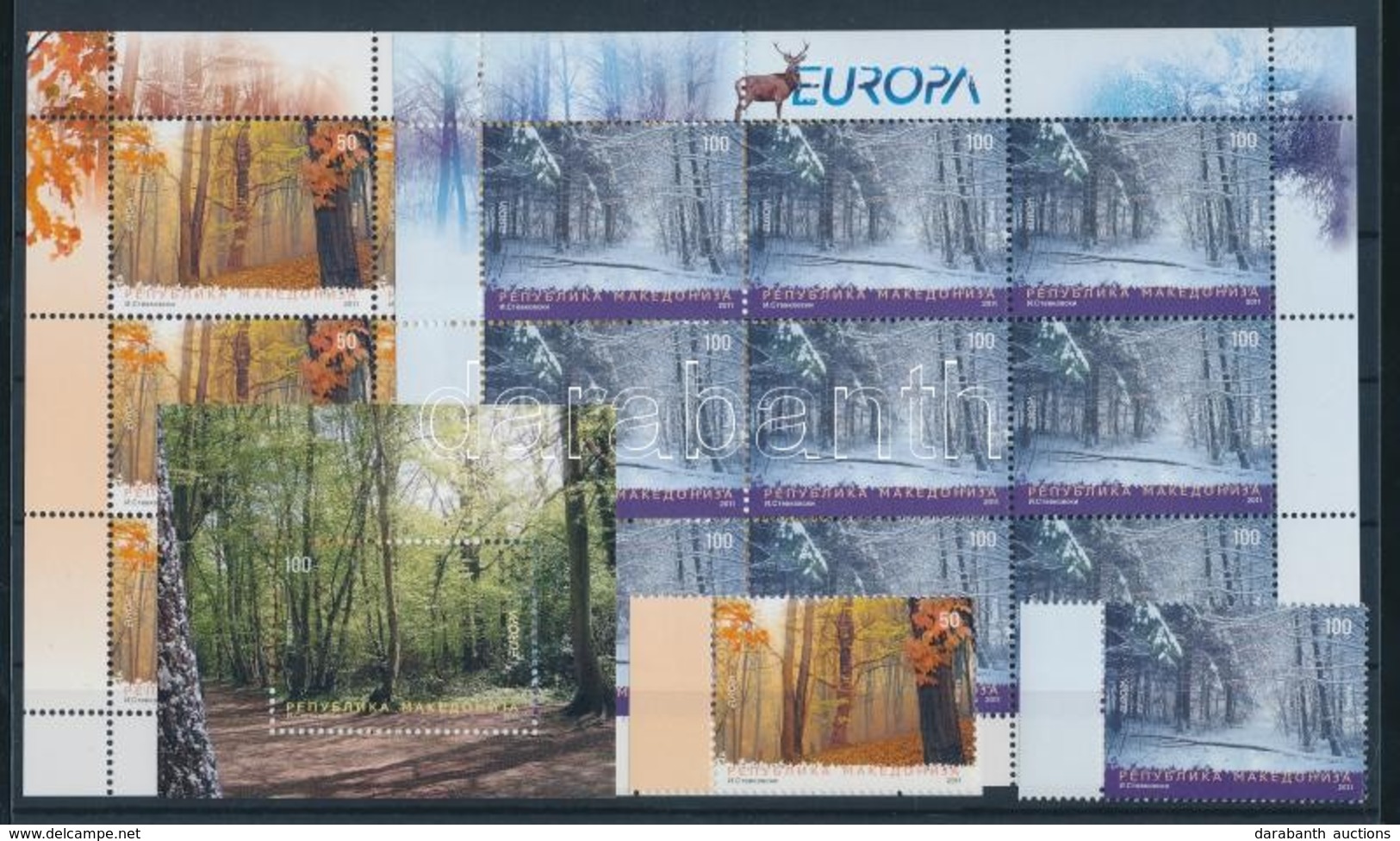 ** 2011 Europa CEPT Erdők Sor + Kisívpár Mi 593-594 + Blokk Mi 23 - Otros & Sin Clasificación