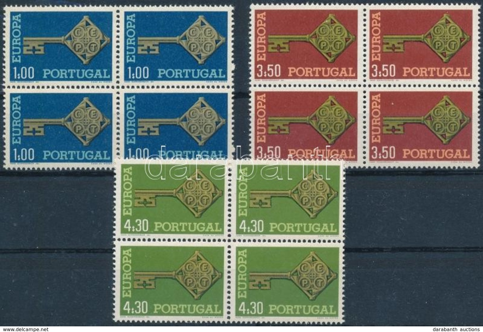 ** 1968 Európa CEPT Sor Négyes Tömbökben Mi 1051-1053 - Otros & Sin Clasificación