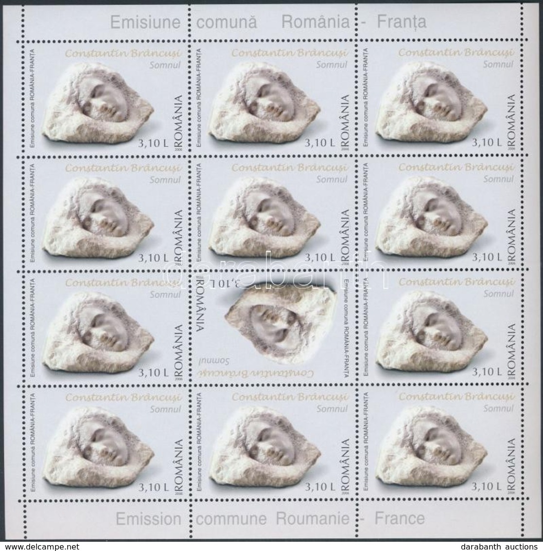 ** 2006 Constantin Brâncusi Szobrász Kisív Sor Mi 6125-6126 - Autres & Non Classés