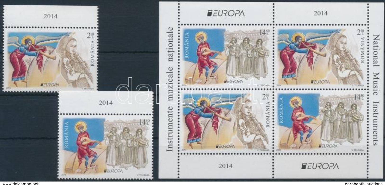 ** 2014 Europa CEPT Hangszerek ívszéli Sor + Blokk Mi 6812-6813 + 586 II - Otros & Sin Clasificación