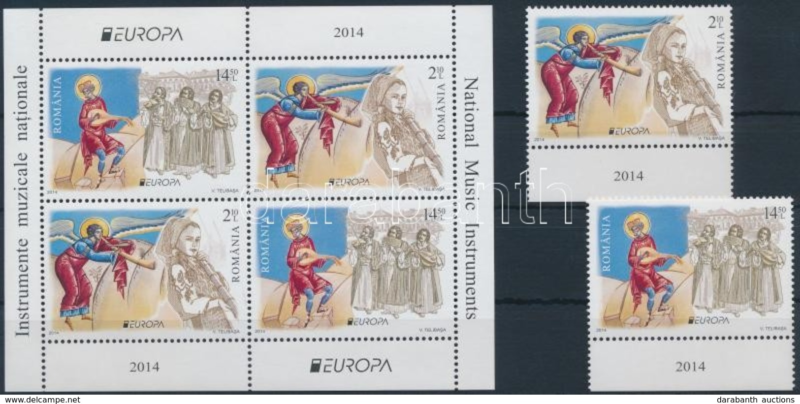 ** 2014 Europa CEPT Hangszerek ívszéli Sor + Blokk Mi 6812-6813 + 586 II - Otros & Sin Clasificación