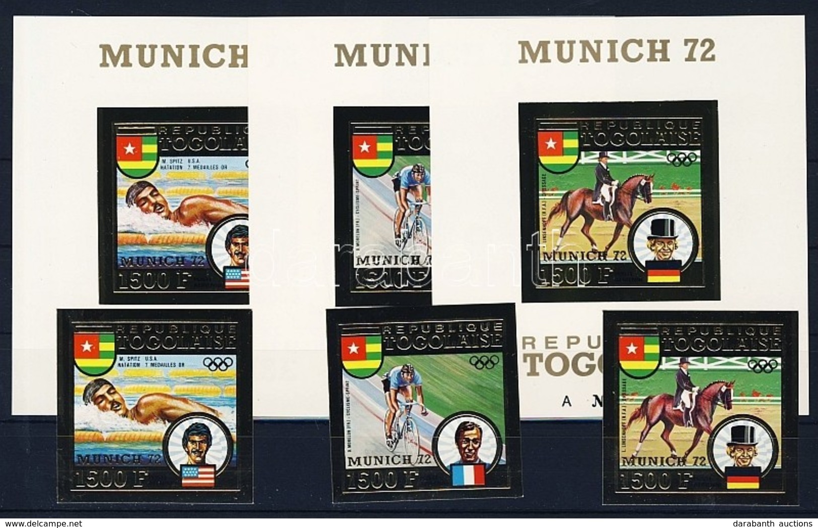 ** 1973 A Müncheni Olimpia érmesei Vágott Aranyfóliás Kiadás Mi 962-964 + Blokk 70-72 - Autres & Non Classés