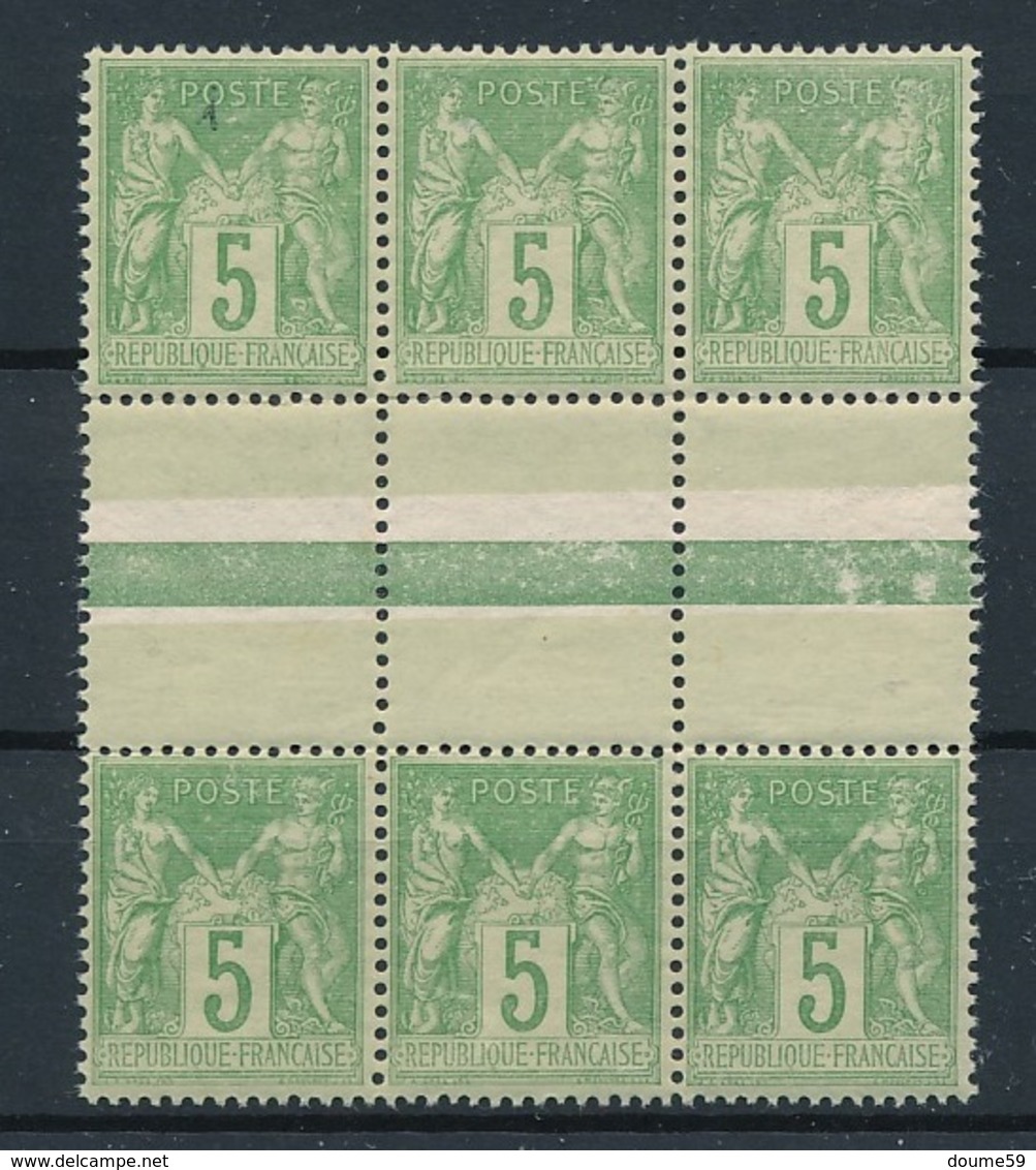 CP-116: FRANCE:  Lot   Avec N°106a** Bloc De 6(type I Et II), Pelurage Sur Inter Panneau, Gomme 2ème Choix - 1898-1900 Sage (Type III)