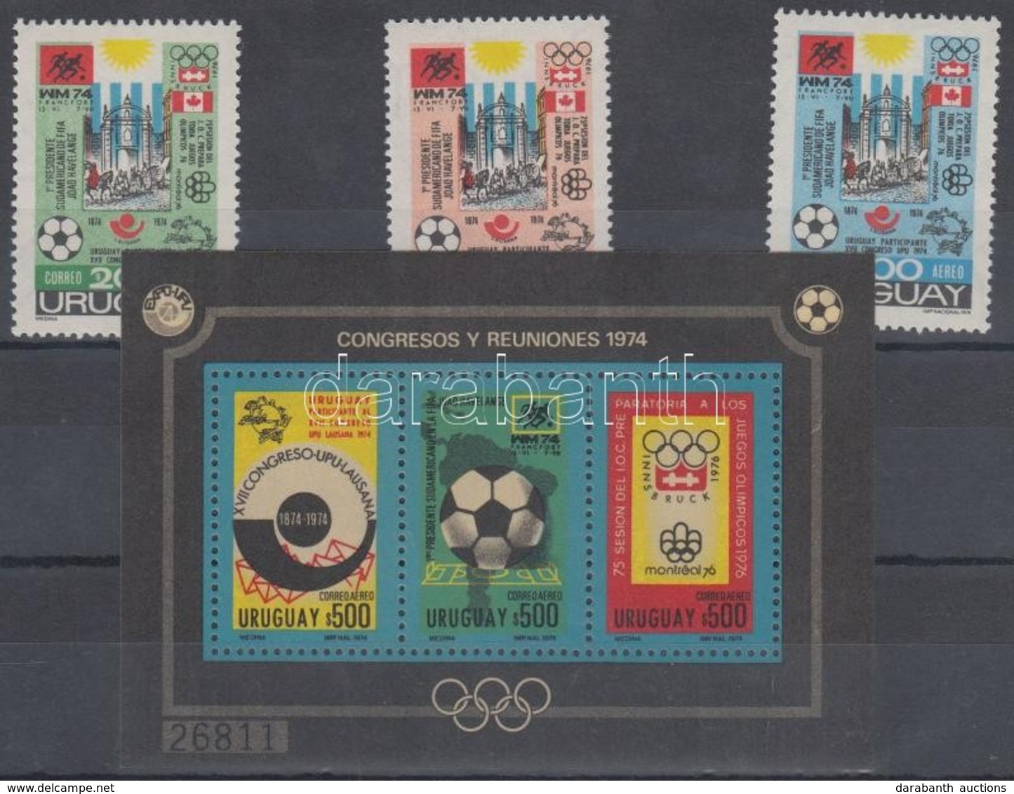 ** 1974 Kongresszusok és Eredmények UPU, Labdarugó VB, Téli Olimpia Sor Mi 1313-1315 + Blokk Mi 21 - Otros & Sin Clasificación