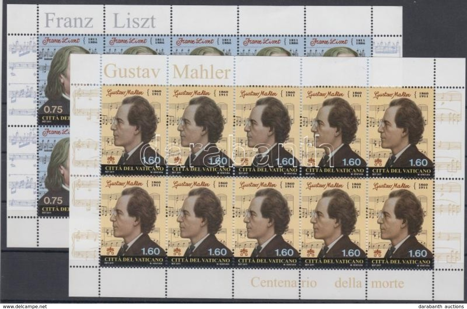 ** 2011 Liszt Ferenc és Gustav Mahler Kisívpár Mi 1726-1727 - Autres & Non Classés