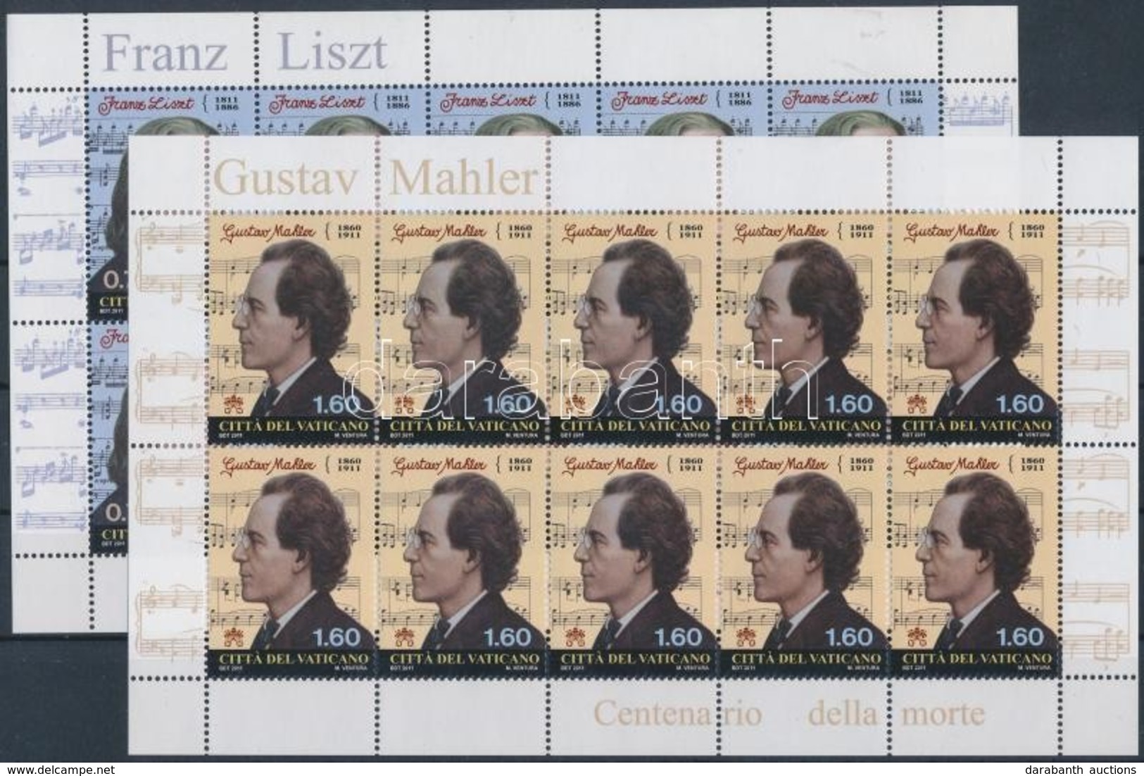 ** 2011 Liszt Ferenc és Gustav Mahler Kisívpár Mi 1726-1727 - Altri & Non Classificati