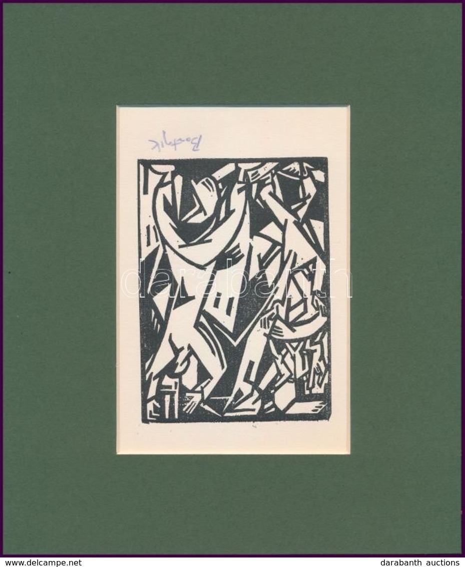 Bortnyik Sándor (1893-1976): Kezeket Fel! Linó, Papír, Utólagos Jelzéssel, Paszpartuban, 11×8,5 Cm - Otros & Sin Clasificación