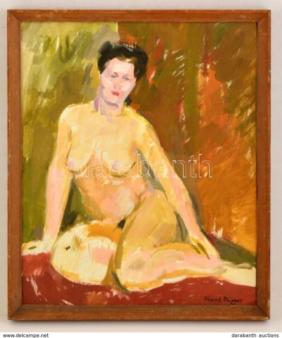 Frank Jelzéssel: Női Akt. Akvarell, Papír, üvegezett Keretben, 41×34 Cm - Autres & Non Classés