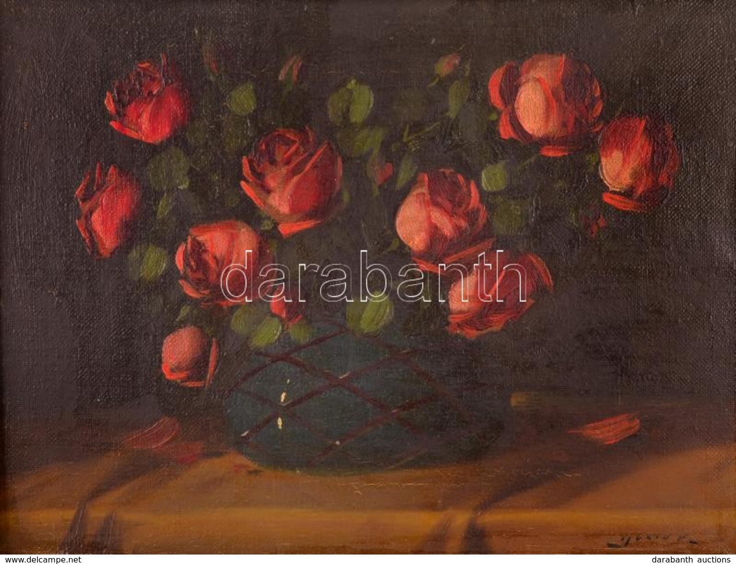 Murin Vilmos (1891-1952): Rózsás Csendélet. Olaj, Vászon, Jelzett, Keretben, 31×40 Cm - Otros & Sin Clasificación