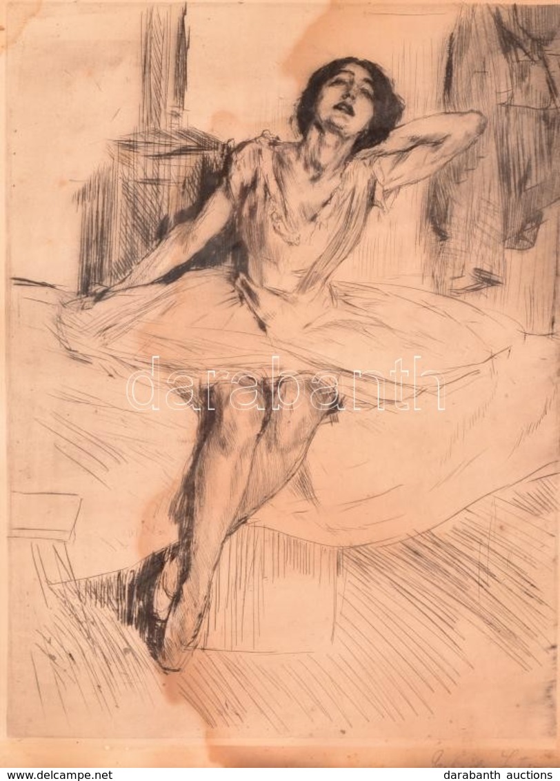 Prihoda István (1891-1956): Balerina. Rézkarc, Papír, Jelzett, Foltos, üvegezett Keretben,  38×29 Cm - Autres & Non Classés