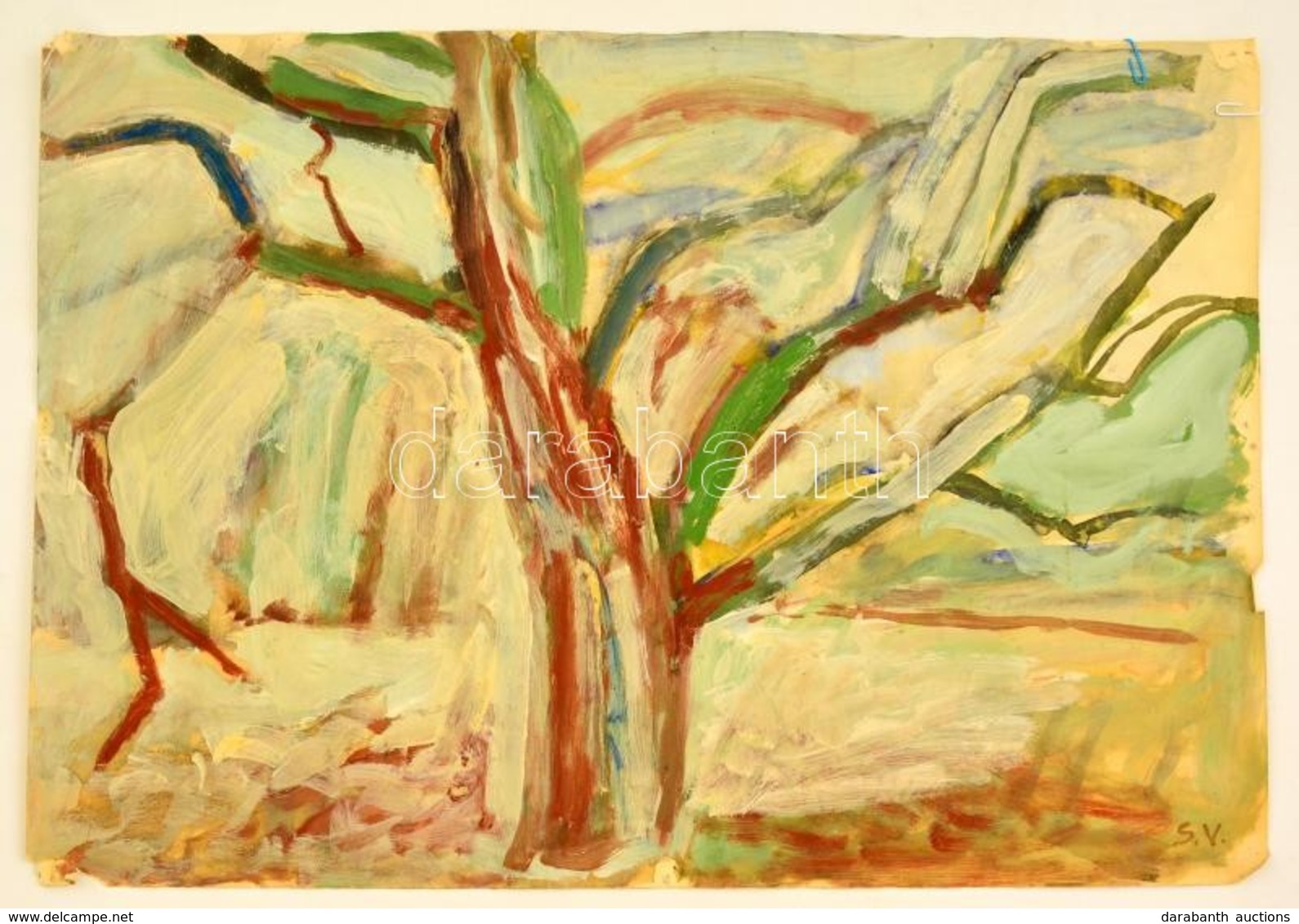 Somlai Vilma (1938-2007): Öreg Fa, Akvarell, Papír, Jelzett, 43×61 Cm - Otros & Sin Clasificación