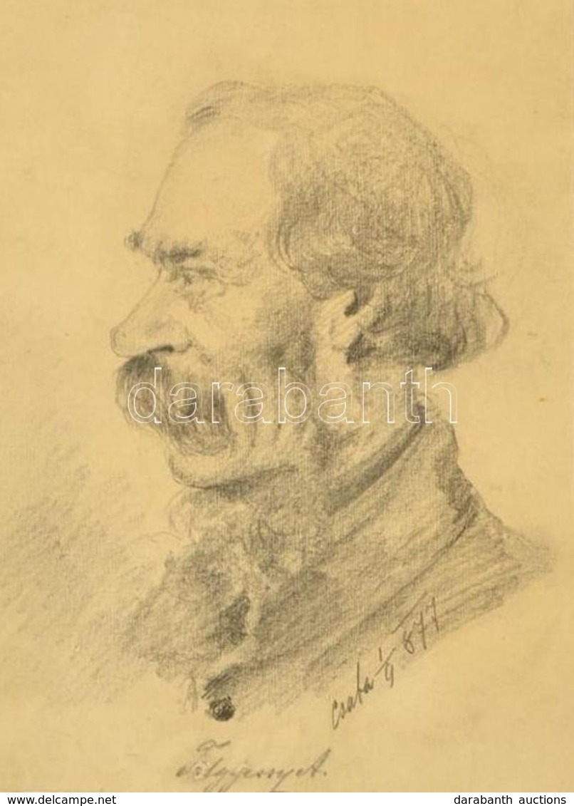 Tölgyessy Artúr (1853-1920): Portré 'Csaba 1877'. Ceruza, Papír, Jelzett, 22×16 Cm - Otros & Sin Clasificación