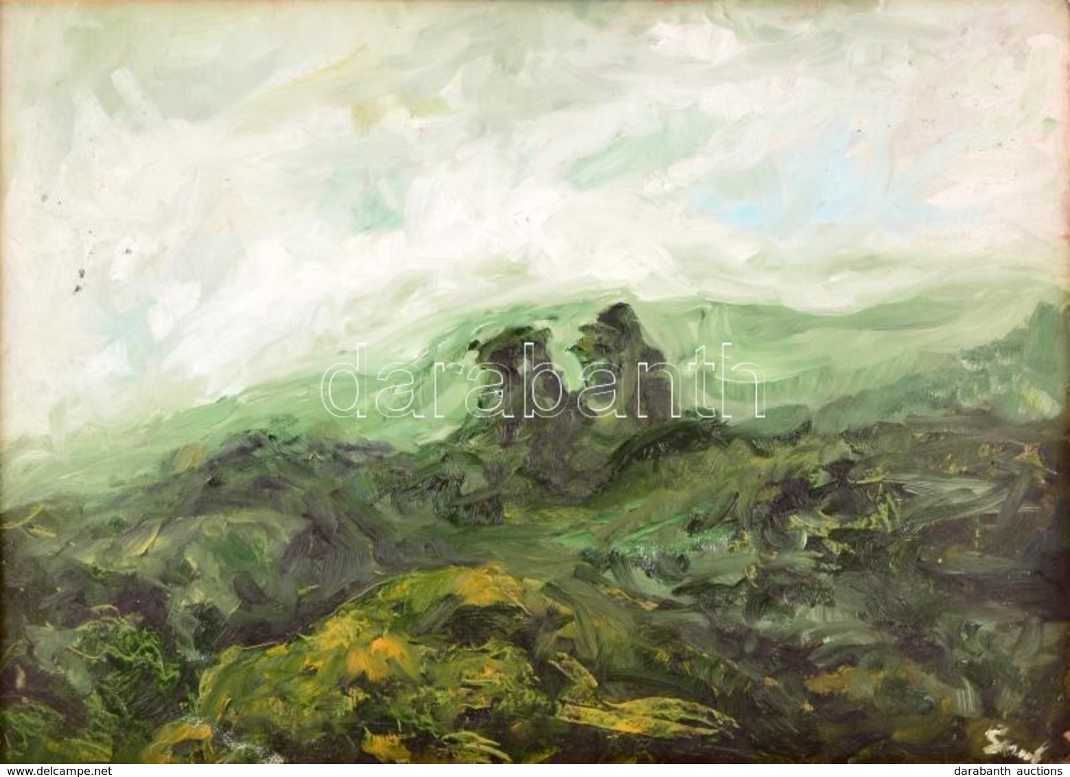 Szekeres-Ugron Villő (1992-): Romantikus Tájkép. Olaj, Karton, Jelzett. 49x70 Cm. Fa Kerettel. - Otros & Sin Clasificación