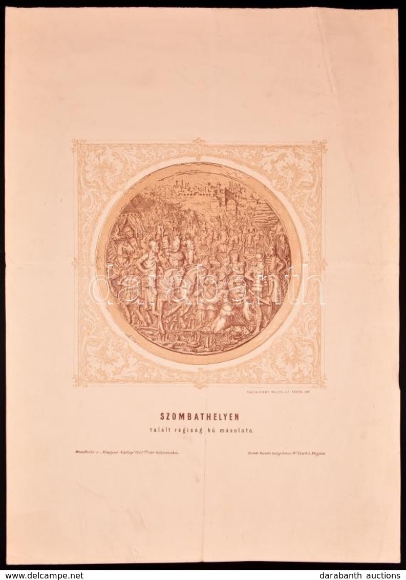 1857 Szombathelyi Régészeti Lelet Litografált Képe. Nagyméretű Lapon 30x42 Cm - Estampes & Gravures
