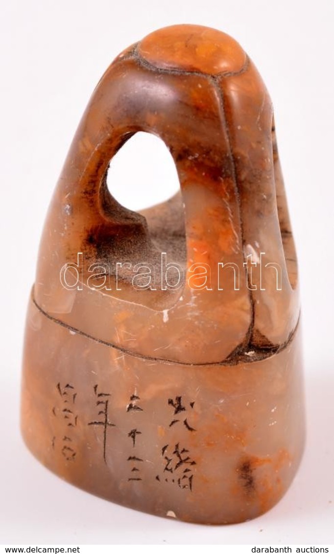 Díszített, Régi Kínai Kő Pecsétnyomó. Felakasztható / Antique Chinese Seal Maker  5  Cm - Otros & Sin Clasificación
